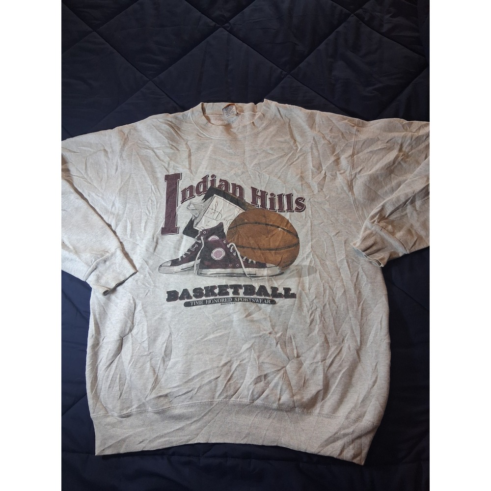 Vintage 80s UAS Indian Hills Basketball Sweatshirt Gray Mens XL Made in USA